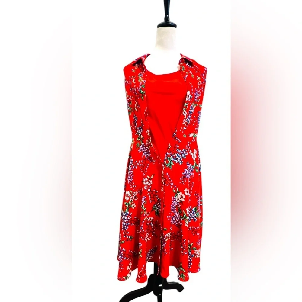 Nanette Lepore Red Floral dress - Picture 2 of 12